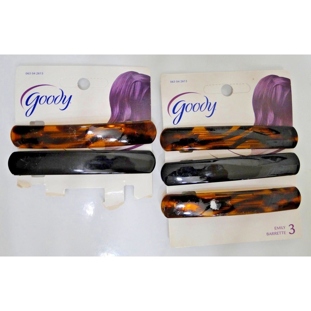 Goody‎ Classics Rounded Hair Barrette Black Tortoise 5 Count Styling Vintage New